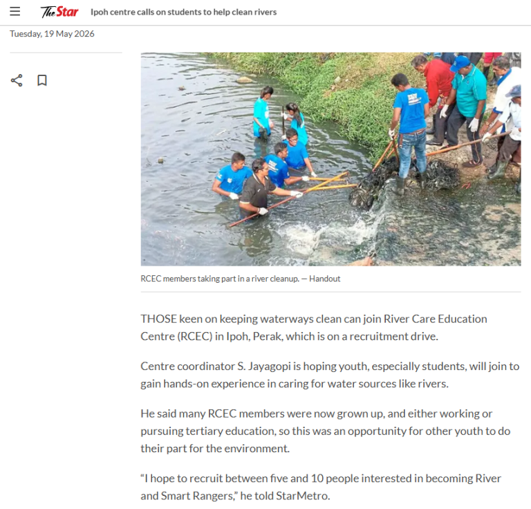 Ipoh centre calls on students to help clean rivers
